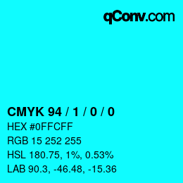 Color code: CMYK 94 / 1 / 0 / 0 | qconv.com