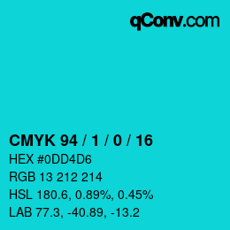 Color code: CMYK 94 / 1 / 0 / 16 | qconv.com