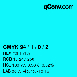 Color code: CMYK 94 / 1 / 0 / 2 | qconv.com