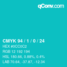 カラーコード: CMYK 94 / 1 / 0 / 24 | qconv.com