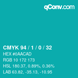 Color code: CMYK 94 / 1 / 0 / 32 | qconv.com