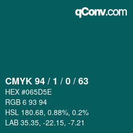 カラーコード: CMYK 94 / 1 / 0 / 63 | qconv.com