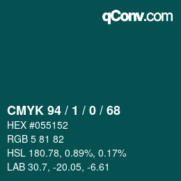 颜色代码: CMYK 94 / 1 / 0 / 68 | qconv.com