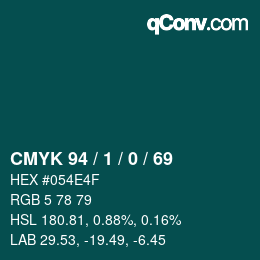 カラーコード: CMYK 94 / 1 / 0 / 69 | qconv.com