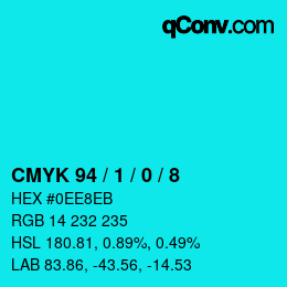 Color code: CMYK 94 / 1 / 0 / 8 | qconv.com