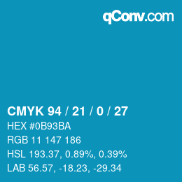 Color code: CMYK 94 / 21 / 0 / 27 | qconv.com