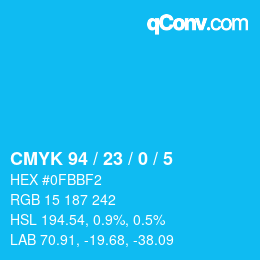 Color code: CMYK 94 / 23 / 0 / 5 | qconv.com
