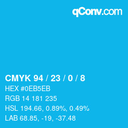 颜色代码: CMYK 94 / 23 / 0 / 8 | qconv.com