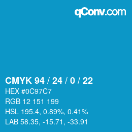 カラーコード: CMYK 94 / 24 / 0 / 22 | qconv.com