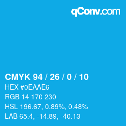 カラーコード: CMYK 94 / 26 / 0 / 10 | qconv.com