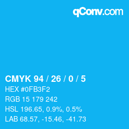 Color code: CMYK 94 / 26 / 0 / 5 | qconv.com
