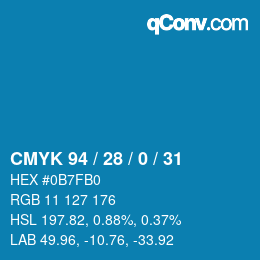 カラーコード: CMYK 94 / 28 / 0 / 31 | qconv.com