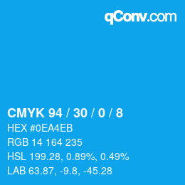 カラーコード: CMYK 94 / 30 / 0 / 8 | qconv.com