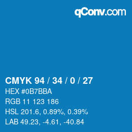 カラーコード: CMYK 94 / 34 / 0 / 27 | qconv.com