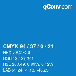 カラーコード: CMYK 94 / 37 / 0 / 21 | qconv.com