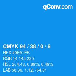 カラーコード: CMYK 94 / 38 / 0 / 8 | qconv.com
