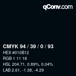 Código de color: CMYK 94 / 39 / 0 / 93 | qconv.com