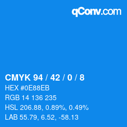 カラーコード: CMYK 94 / 42 / 0 / 8 | qconv.com