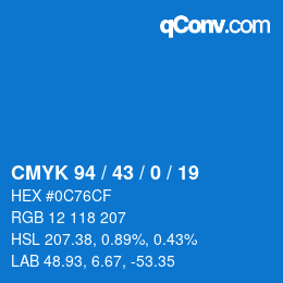 Color code: CMYK 94 / 43 / 0 / 19 | qconv.com