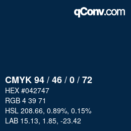 Color code: CMYK 94 / 46 / 0 / 72 | qconv.com