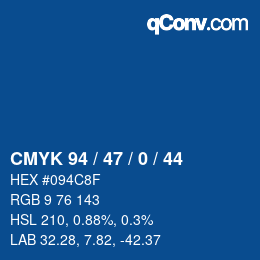 Color code: CMYK 94 / 47 / 0 / 44 | qconv.com
