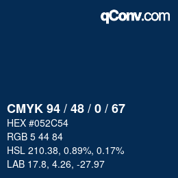Color code: CMYK 94 / 48 / 0 / 67 | qconv.com