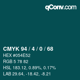 Color code: CMYK 94 / 4 / 0 / 68 | qconv.com