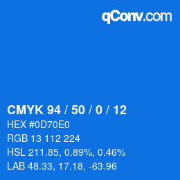 Código de color: CMYK 94 / 50 / 0 / 12 | qconv.com