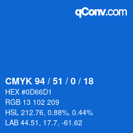 カラーコード: CMYK 94 / 51 / 0 / 18 | qconv.com