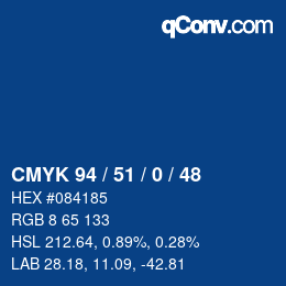 Farbcode: CMYK 94 / 51 / 0 / 48 | qconv.com