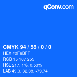 颜色代码: CMYK 94 / 58 / 0 / 0 | qconv.com