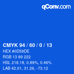 カラーコード: CMYK 94 / 60 / 0 / 13 | qconv.com