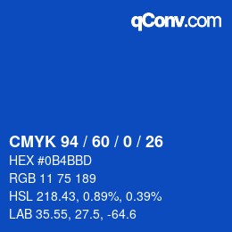 颜色代码: CMYK 94 / 60 / 0 / 26 | qconv.com