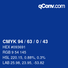 颜色代码: CMYK 94 / 63 / 0 / 43 | qconv.com