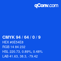 カラーコード: CMYK 94 / 64 / 0 / 9 | qconv.com