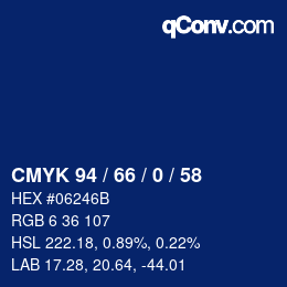 Color code: CMYK 94 / 66 / 0 / 58 | qconv.com