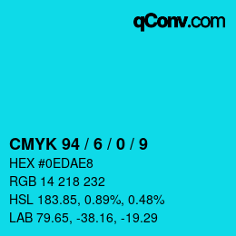 カラーコード: CMYK 94 / 6 / 0 / 9 | qconv.com