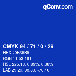 颜色代码: CMYK 94 / 71 / 0 / 29 | qconv.com