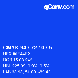 Farbcode: CMYK 94 / 72 / 0 / 5 | qconv.com