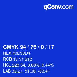 Color code: CMYK 94 / 76 / 0 / 17 | qconv.com