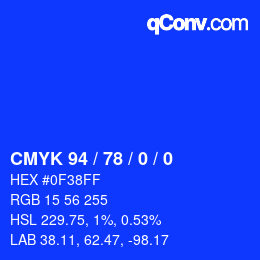 カラーコード: CMYK 94 / 78 / 0 / 0 | qconv.com