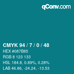 Color code: CMYK 94 / 7 / 0 / 48 | qconv.com