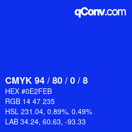 カラーコード: CMYK 94 / 80 / 0 / 8 | qconv.com