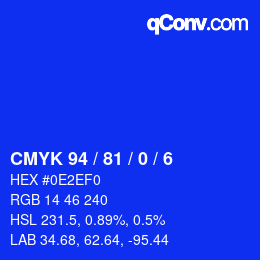 Color code: CMYK 94 / 81 / 0 / 6 | qconv.com