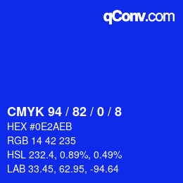 カラーコード: CMYK 94 / 82 / 0 / 8 | qconv.com