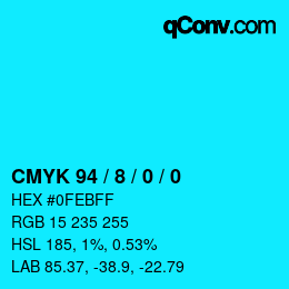 カラーコード: CMYK 94 / 8 / 0 / 0 | qconv.com