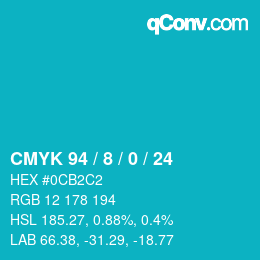 カラーコード: CMYK 94 / 8 / 0 / 24 | qconv.com