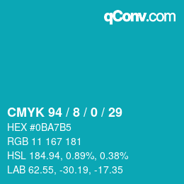 Color code: CMYK 94 / 8 / 0 / 29 | qconv.com