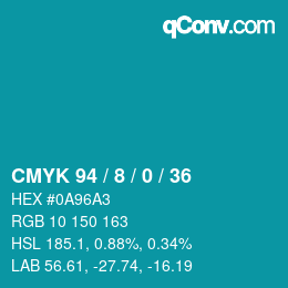 Color code: CMYK 94 / 8 / 0 / 36 | qconv.com
