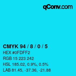 カラーコード: CMYK 94 / 8 / 0 / 5 | qconv.com